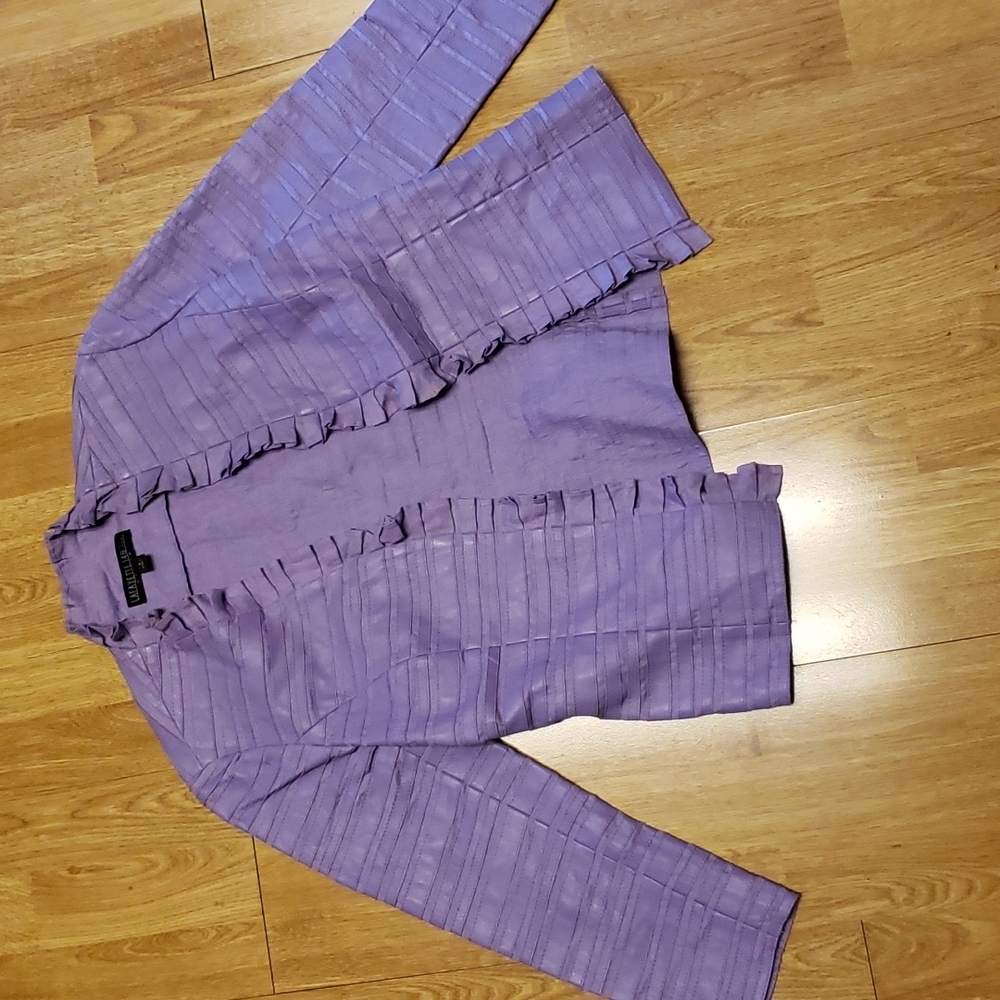 Lafayette 148 lavender leather and linen blazer size 4 - Picture 1 of 3